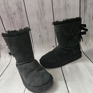 Kids Black Ugg Fur-Lined Boots